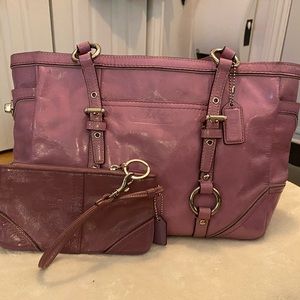 Coach Limited edition lilac city tote + matching wristlet
